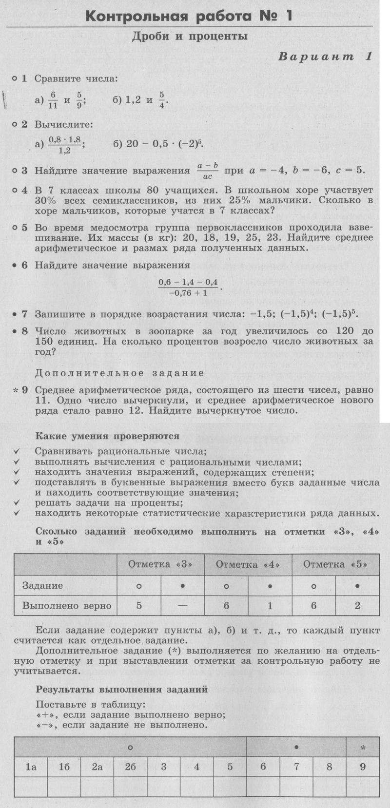 Стр. 7- 14. Контрольная работа № 1: Вариант 1 - условие